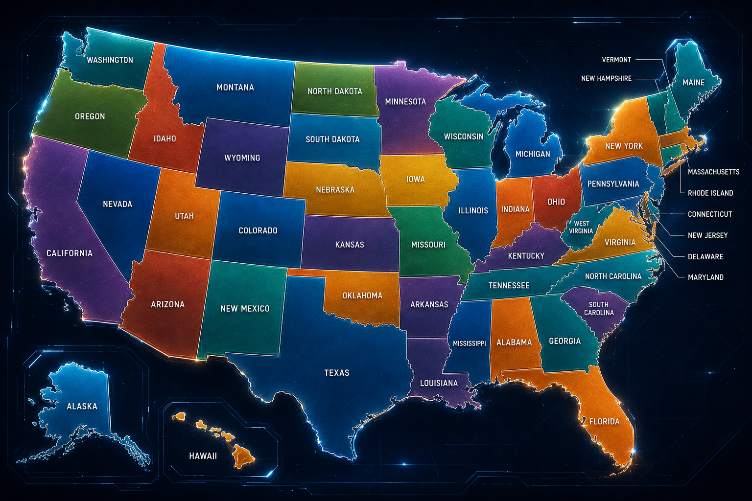 Map of the 23 states where Michael Cornachio is licensed